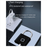 2X Fingerprint Lock Electronic Lock Electronic Fingerprint Lock Padlock Outdoor Waterproof and V1370-AZ4-11759