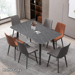 120x60cm Matte Grey Minimalist Slate Kitchen Dining Table Marble Lunch Dinner Table Solid Metal Legs V255-120MATTEGTABLE