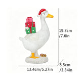 Large Porch Goose Statue 7.6Inch, Resin Front Porch Goose with Christmas Hat & Gift Xmas Decor, V1370-AZ4-10704