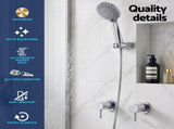 Cefito 4.5" Handheld Shower Head Round with Wall Twin Swivel Bathroom Tap Silver SHOWER-A4-RO-SI-TAP-RO