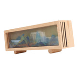 Desktop Lamp Box Rechargeable LED Acrylic Solid Wood Touch Control Stepless Dimming Landscape Night V1294-YM0901-3119240147111
