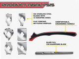 Contour Scraper Set with 6 Replaceable Stainless Steel Blades and Metal Sharpening File, Ergonomic V1341-ZY-RD39LT34-24BLADES