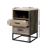 Artiss Bedside Table 2 Drawers with Shelf - BADAN FURNI-G-IND-BSIDE-05-WD