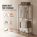 VEVOR Heavy Duty Clothes Rack, Double Hanging Rods Clothing Garment Rack with Bottom and Top Storage V952-JYKCYJ2838122UE86V0