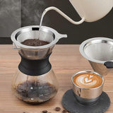 400ml Inverted Glass Coffee Maker with Stainless Steel Filter Manual Dripper V1263-JX-5689