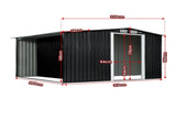 Wallaroo Garden Shed with Semi-Close Storage 6*8FT - Black GSS-BSW-68S-BK
