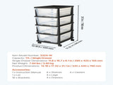 Plastic Storage Drawers Cart, 4 Drawers Storage Organizer with Wheels, Rolling Closet Organization V952-CWCT1SLJL4G13PBKB001V0