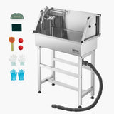 86.4 cm Stainless Steel Dog Washing Station, Pet Grooming Tub with Hot & Cold Faucet, Showerhead, V952-BXGCWYG34CJY8SX20V0