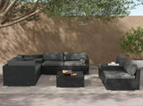 Modular Outdoor Lounge Set-9pcs Sofa, Armchairs and Coffee Table V264-OTF-530S-BLK-OTF-509-BLK
