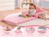 Keezi Kids 2-in-1 Fold Out Sofa Bed with Removable Washable Cover, Carry Handle, Storage Pocket, KID-SOFA-SGL-COMP-PK