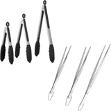 600F Heat Resistant 7/9/12 inches Silicone Cooking Tongs with Non Stick Rubber Tips and V1258-DP02-C-377