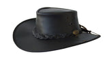 Jacaru Boundary Rider Bovine Cow Leather Hat Chinstrap Side Snaps - Black V563-J-101-BLK-XXL