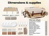 Alfresco 4 Person Insulated Picnic Basket Set with Foldable Wood Table Mat PC-TB-4P-REC