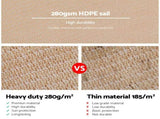 Instahut Shade Sail 5x6m Rectangle 280GSM 98% Sand Shade Cloth SAIL-H-5X6-C-SA