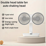 Dual-Head Auto-Oscillating Desktop Fan for Office & Bedroom, USB Rechargeable Portable Cooling with V1107-CS-SMYTFS