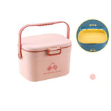 Medicine Box Pill Storage Case Sewing Tin Container PP 2 Layer Portable for Home Office Pink V1294-YM0716-3117220102412