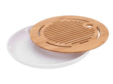 Tea Tray 10 Inch Round Shape Modern Stylish Chinese Kung Fu Tea Serving Tray for Home and Office V1294-YM0901-3118240217511
