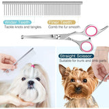 5 Pieces Dog Grooming Scissors, Titanium Coated Stainless Steel Pet Grooming Tool Set, Thinning V1237-ZY-528-033
