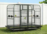 i.Pet Bird Cage Extra Large Aviary 185cm Pet Parrot Cage Castor Wheel Removable Divider PET-BIRDCAGE-H185-BK-AB