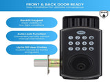 MEC Digital Motorised Smart Lock 50 User Codes Auto-Lock Backlit Keypad Matte Black MEC-MED50MB