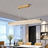 BAMDECOR A122 Nordic Long Dual Linear Dimmable Acrylic Kitchen Dining Table Pendant Light Minimalist V255-BAM-A122-GOLD-1.2M