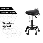 Artiss 2x Salon Stool Saddle Swivel Chair SALON-B-ERG-NEW-BKX2