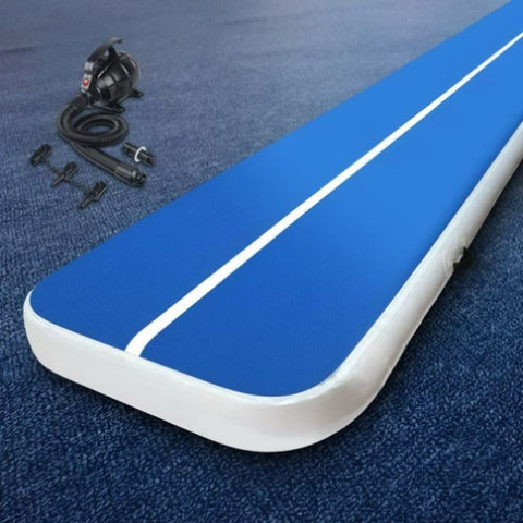 Everfit 4X1M Inflatable Air Track Mat 20CM Thick with Pump Tumbling Gymnastics Blue ATM-4-1-02M-BL-AP
