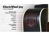 Alpha 41 Inch Acoustic Guitar Equaliser Electric Output Cutaway w/ Stand Black GUITAR-D-41-EQ-BK-CAPO
