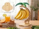 Banana Hanger Stand, Wooden Construction, Suspended Design, for Home Kitchen Countertop Display Keep V1366-AZ2-W-15491
