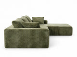Sarantino Soffia 2.75m Green Corduroy Corner Sofa with Chaise L-Shape Sectional Couch 3 Seater SOFA-MFL-337-GN