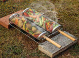 2-Pack Stainless Steel Rotating Grill Baskets with Removable Wooden Handle Durable 304 Mesh for V1105-YASK-001