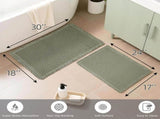 Set of 2 Waffle Bathroom Rugs, Super Absorbent Boho Bath Mats, Non-Slip Shower Mats for Bathroom V1258-DP02-WO-693