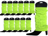 12 LEG WARMERS Knitted Womens Neon Party Knit Ankle Fluro Dance Costume 80s BULK - Fluro Yellow V563-BR-12NNLEGWRMR-FLUYLW
