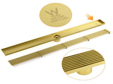 Brushed Gold SUS 900mm Strip Fence Bathroom Floor Shower Grate Drain 50mm Outlet V1233-LGWG02A900BG