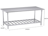 SOGA 150*70*85cm Commercial Catering Kitchen Stainless Steel Prep Work Bench WORKBENCHSS2033150CM