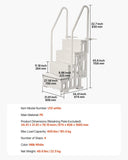 4-Step White Robust Pool Ladder of 2 Handrails for 1219.2-1371.6 mm Pools V952-DXYCTLTSFSSLMT8OVV0