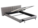 Artiss Double Size Upholstered Gas Lift Bed Frame with Foldable Bench PVC Leather Platform Bed with BFRAME-G-FORD-D-GY-ABCD