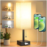 Dimmable Bedside Lamp with USB A and USB C Charging Ports LED Bulb Pull Chain Switch, 3000K 4000K V1237-ZY-528-199