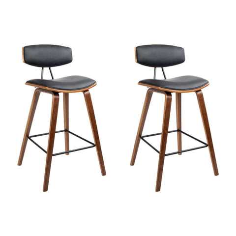 Artiss 2x Bar Stools Leather Padded w/Backrest BA-TW-8782-BKX2