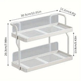 Two-Tier Kitchen Storage Rack Organizer in White with Removable Trays, 30.5x12.2x20.3cm V178-59221
