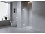 90cm Wall-to-Wall Frameless Shower Screen with Black Brackets, SS Hinges &s and Floor V63-937001