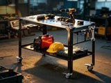 Giantz Welding Table Cart with Tool Storage 130KG Capacity Mobile Workstation TB-WT-1057-BK