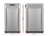 Devanti 50L Motion Sensor Bin Rubbish Bins Kitchen Automatic Trash Can Silver SB-D-50-K250-SI