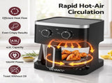Devanti 4.5L Glass Air Fryer Kitchen Oven Knob Control 1350W Healthy Cooker Black AF-K-H-4Z5L-BK
