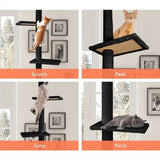 CARLA HOME Floor to Ceiling Cat Tree Tower with Adjustable Height 230-286cm for Indoor Cats V178-36389