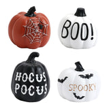 Halloween Resin Pumpkin Decoration Set with Spider Web Bat and Lettering Designs, Ins Style European V1341-ZY-RLSQAAM3-4-PIECECOMPLETESET
