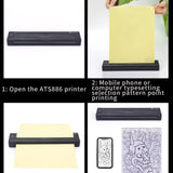 Wireless Tattoo Transfer Printer Portable Machine Clear Transfer Stencil Printer Black V201-HLWS009-BLACK