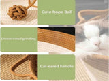 Basket for Cats with Durable Cotton Rope Weave, Handwoven Foldable Round Pet Bed with Teasing Ball, V1366-AZ2-W-11538