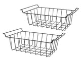 2 Pcs Freezer Wire Storage Basket PE Coated Hanging Rack Organizer Bin Black for Refrigerator V1294-YM0901-3113230263712
