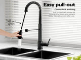 Cefito Stainless Steel Sink 77x45CM With Pull Out Mixer Tap Kitchen Double Bowl Black SINK-BLACK-7745-07